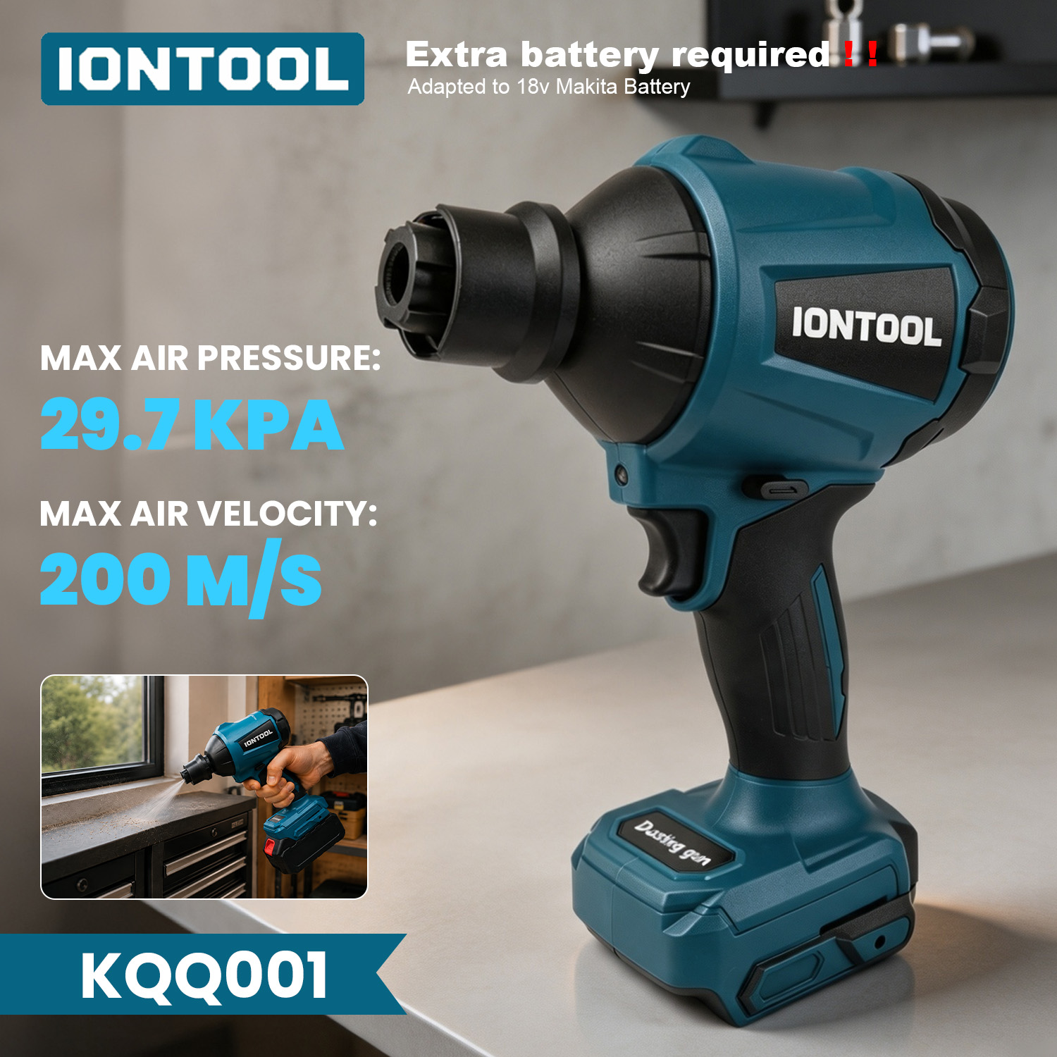 Workshop Cleaning Tools - IONTOOL Hava Üfleyici 29.7kPa 200m/s Kompakt